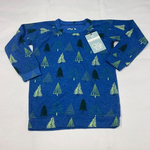 Chaser Kids Recycled Polyester Blend Blue Dusk‎ Tree Print Pullover Sweatshirt - Picture 1 of 6
